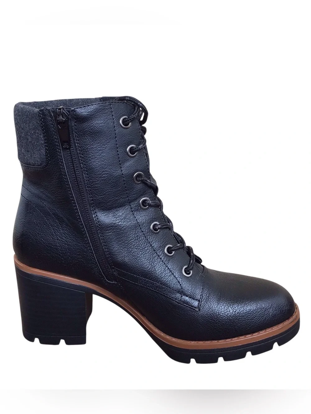 Naturalizer Madelynn 2 Lace Up Black Heeled Ankle Boots